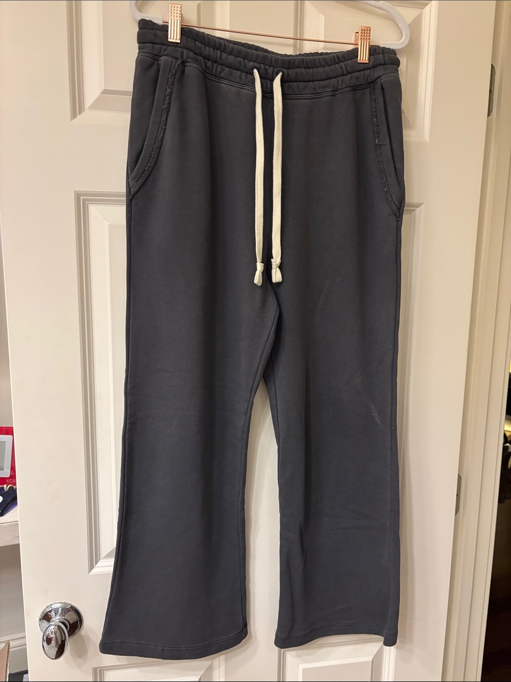 Charcoal Gray Drawstring Sweatpants with White Cord